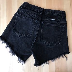 Wrangler adjustable waist black denim cut offs